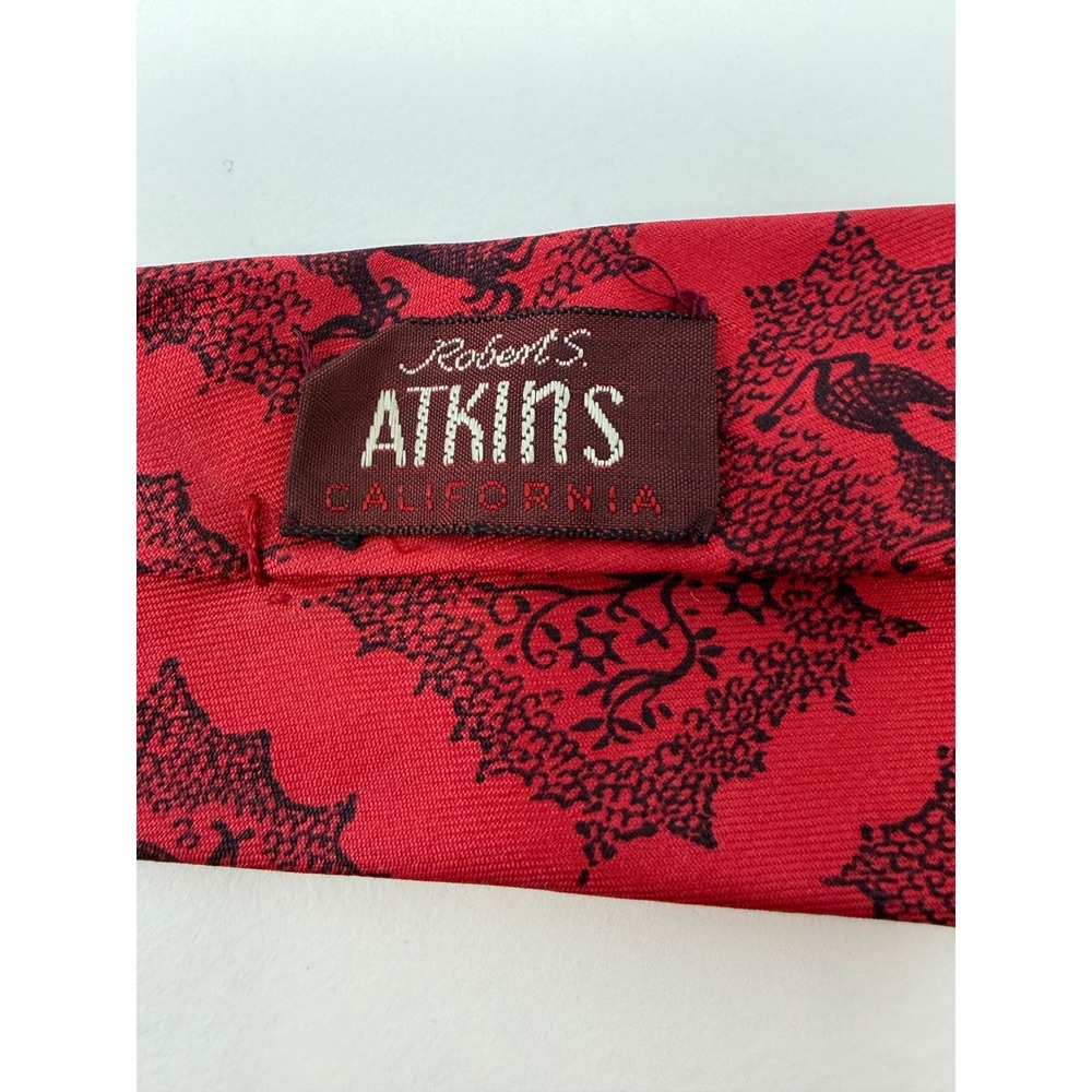 Vtg 50s Robert S Atkins San Francisco Silk Tie Red Black Medallion By Imogene Ca View 2